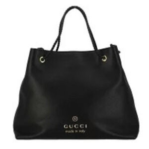 Gucci black leather Gifford tote bag prominent braided handles